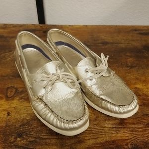 Gold SPERRY Top Sider Boat shoes loafers leather